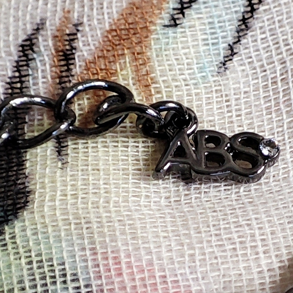 Allen B Schwartz ABS Black Shimmery Acrylic Clear Rhinestone Statement Necklace - Picture 7 of 12